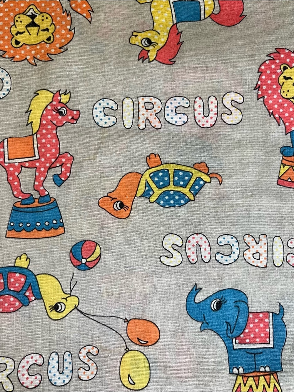 Two 60s Vintage Circus Animal Fabric Curtains Child Kids Nursery Cotton 27 x 45